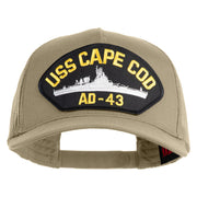 USS Cape Cod AD 43 Patched Solid Cotton Twill 5 panel Mesh Back Cap - Khaki OSFM