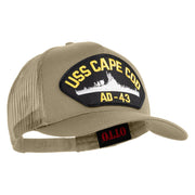 USS Cape Cod AD 43 Patched Solid Cotton Twill 5 panel Mesh Back Cap - Khaki OSFM