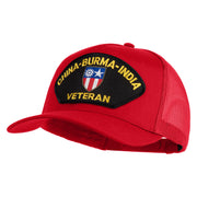 China-Burma-India Veteran Patched Solid Cotton Twill 5 panel Mesh Back Cap - Red OSFM