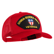 China-Burma-India Veteran Patched Solid Cotton Twill 5 panel Mesh Back Cap - Red OSFM