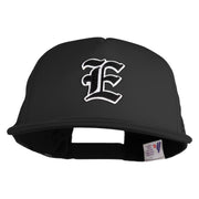 Old English Black E Patched Flat Bill Trucker Snapback Cap - Black OSFM