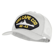 USS Cape Cod AD 43 Patched Solid Cotton Twill 5 panel Mesh Back Cap - White OSFM