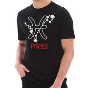 Zodiac Pisces Sign Graphic Design Short Sleeve Cotton Jersey T-Shirt