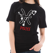 Zodiac Pisces Sign Graphic Design Short Sleeve Cotton Jersey T-Shirt