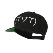 Crying Face Text Emoticon Embroidered Snapback Cap