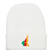 Cameroon Flag Map Embroidered Long Beanie