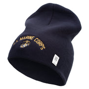 US Marine Corps Symbol Embroidered 8 Inch Short Beanie Made in USA - Navy OSFM