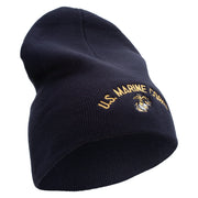 US Marine Corps Symbol Embroidered 8 Inch Short Beanie Made in USA - Navy OSFM