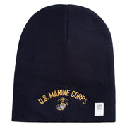 US Marine Corps Symbol Embroidered 8 Inch Short Beanie Made in USA - Navy OSFM