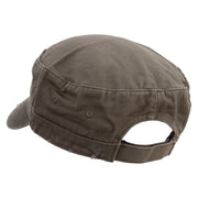 Horse Head Logo Embroidered Enzyme Frayed Solid Army Caps - Olive OSFM