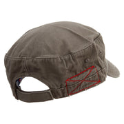 Horse Head Logo Embroidered Enzyme Frayed Solid Army Caps - Olive OSFM