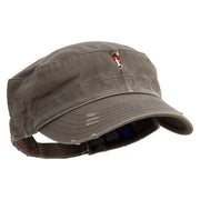 Horse Head Logo Embroidered Enzyme Frayed Solid Army Caps - Olive OSFM