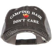 Camping Hair Don't Care with Fire Embroidered Cotton Mesh Cap