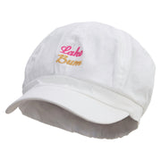 Lake Bum Embroidered Cotton Elastic Newsboy Cap - White OSFM