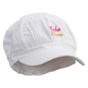 Lake Bum Embroidered Cotton Elastic Newsboy Cap - White OSFM