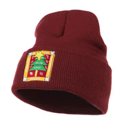 Christmas Tree with Frame Embroidered Beanie