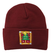 Christmas Tree with Frame Embroidered Beanie