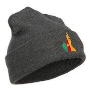 Cameroon Flag Map Embroidered Long Beanie