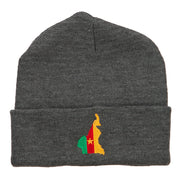 Cameroon Flag Map Embroidered Long Beanie