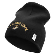 US Marine Corps Symbol Embroidered 8 Inch Short Beanie Made in USA - Black OSFM