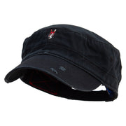 Horse Head Logo Embroidered Enzyme Frayed Solid Army Caps - Black OSFM