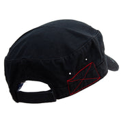 Horse Head Logo Embroidered Enzyme Frayed Solid Army Caps - Black OSFM