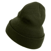 Air Force Retired Embroidered 12 Inch Long Knitted Beanie - Olive OSFM