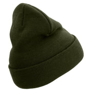 Air Force Retired Embroidered 12 Inch Long Knitted Beanie - Olive OSFM