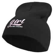 Barrel Racing Girl Embroidered 8 inch Acrylic Short beanie - Black OSFM