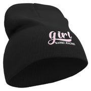 Barrel Racing Girl Embroidered 8 inch Acrylic Short beanie - Black OSFM