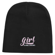 Barrel Racing Girl Embroidered 8 inch Acrylic Short beanie - Black OSFM