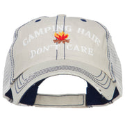 Camping Hair Don't Care with Fire Embroidered Cotton Mesh Cap