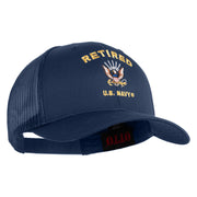 Retired US Navy Embroidered Solid Cotton Twill Mesh Prostyle Cap - Navy OSFM