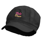 Lake Bum Embroidered Cotton Elastic Newsboy Cap - Black OSFM