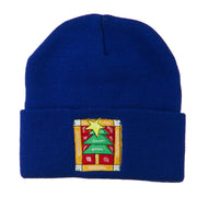 Christmas Tree with Frame Embroidered Beanie