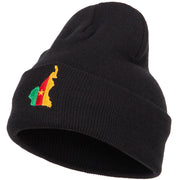 Cameroon Flag Map Embroidered Long Beanie