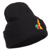 Cameroon Flag Map Embroidered Long Beanie