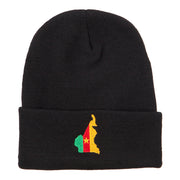 Cameroon Flag Map Embroidered Long Beanie