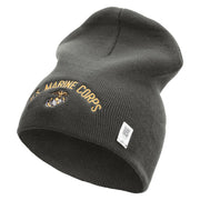 US Marine Corps Symbol Embroidered 8 Inch Short Beanie Made in USA - Charcoal OSFM