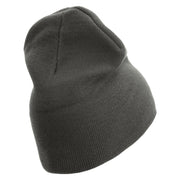 US Marine Corps Symbol Embroidered 8 Inch Short Beanie Made in USA - Charcoal OSFM