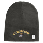 US Marine Corps Symbol Embroidered 8 Inch Short Beanie Made in USA - Charcoal OSFM