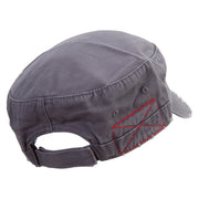 Horse Head Logo Embroidered Enzyme Frayed Solid Army Caps - Grey OSFM