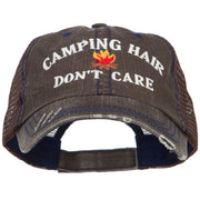 Camping Hair Don't Care with Fire Embroidered Cotton Mesh Cap