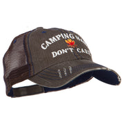 Camping Hair Don't Care with Fire Embroidered Cotton Mesh Cap