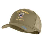 Retired US Navy Embroidered Solid Cotton Twill Mesh Prostyle Cap - Khaki OSFM