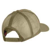 Retired US Navy Embroidered Solid Cotton Twill Mesh Prostyle Cap - Khaki OSFM