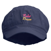 Lake Bum Embroidered Cotton Elastic Newsboy Cap - Navy OSFM