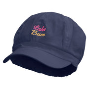 Lake Bum Embroidered Cotton Elastic Newsboy Cap - Navy OSFM