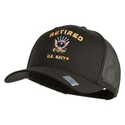 Retired US Navy Embroidered Solid Cotton Twill Mesh Prostyle Cap - Charcoal OSFM