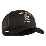 Retired US Navy Embroidered Solid Cotton Twill Mesh Prostyle Cap - Charcoal OSFM